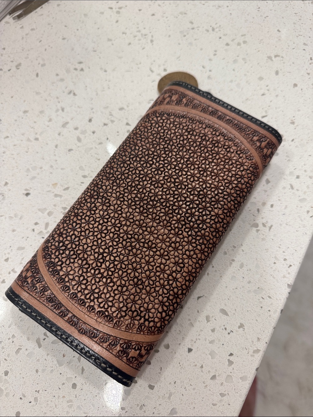 Myra Bag Brown Tooled Leather Wallet Clutch - Picture 2 of 4
